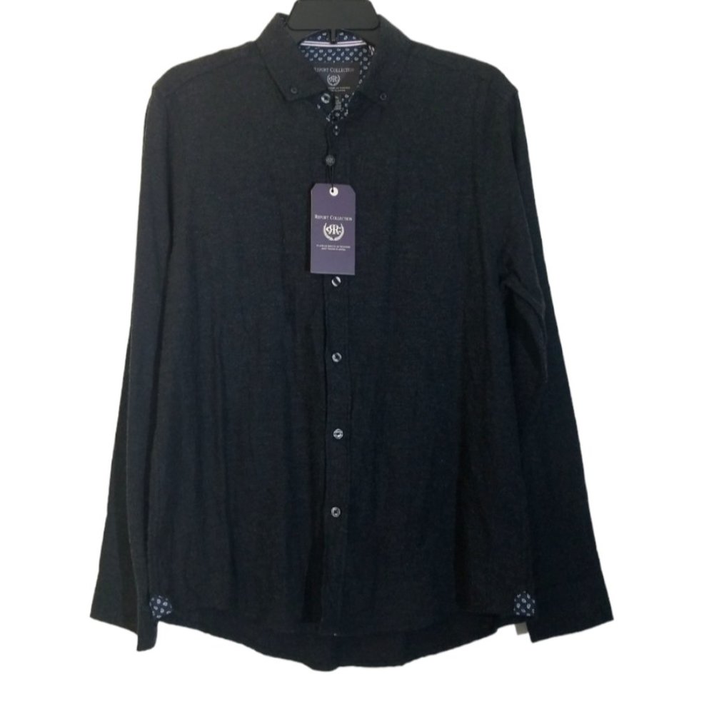Report Collection Charcoal Mix Soft Touch Flannel Long Sleeve 100% Cotton Shirt